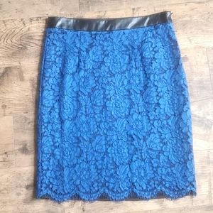Blue Lace Pencil Skirt